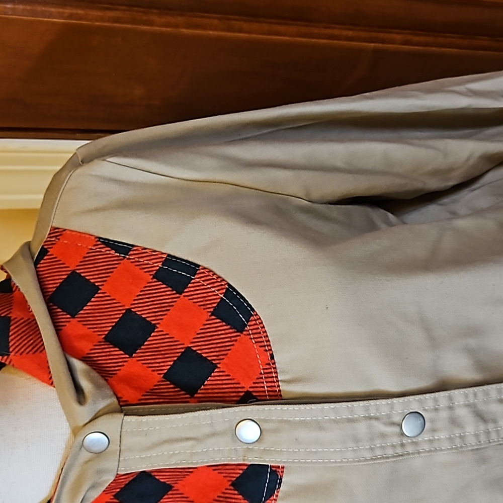 VINTAGE SEARS BAZAAR JACKET 9 JR PLAID TAN RED 70s 80s - Picture 6 of 11
